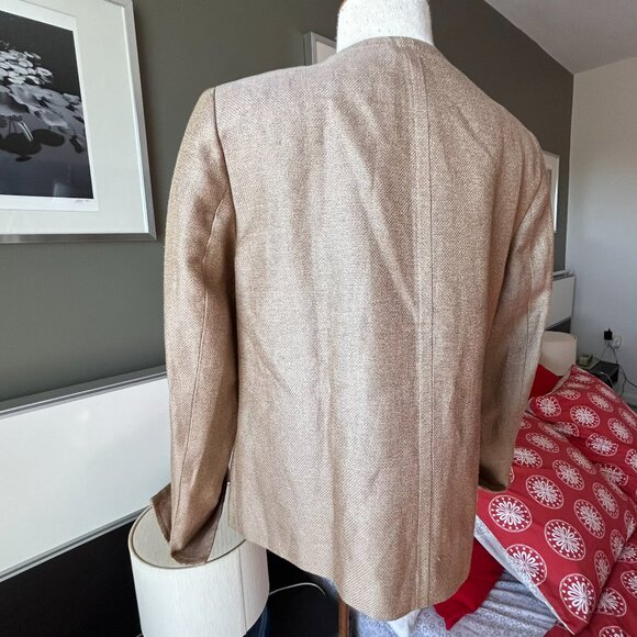 Talbots Linen Blend Metallic Golden “Jackie” Fit Blazer Retro NWOT US 8 - 1H1935 - Picture 6 of 6